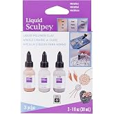 Polyform Liquid Sculpey Liquid Polymer Oven-Bake Clay, Metallic Sampler Pack, Three 1 oz. bottles included, Gold, Pearl and Silver, Great for jewelry, holiday, DIY