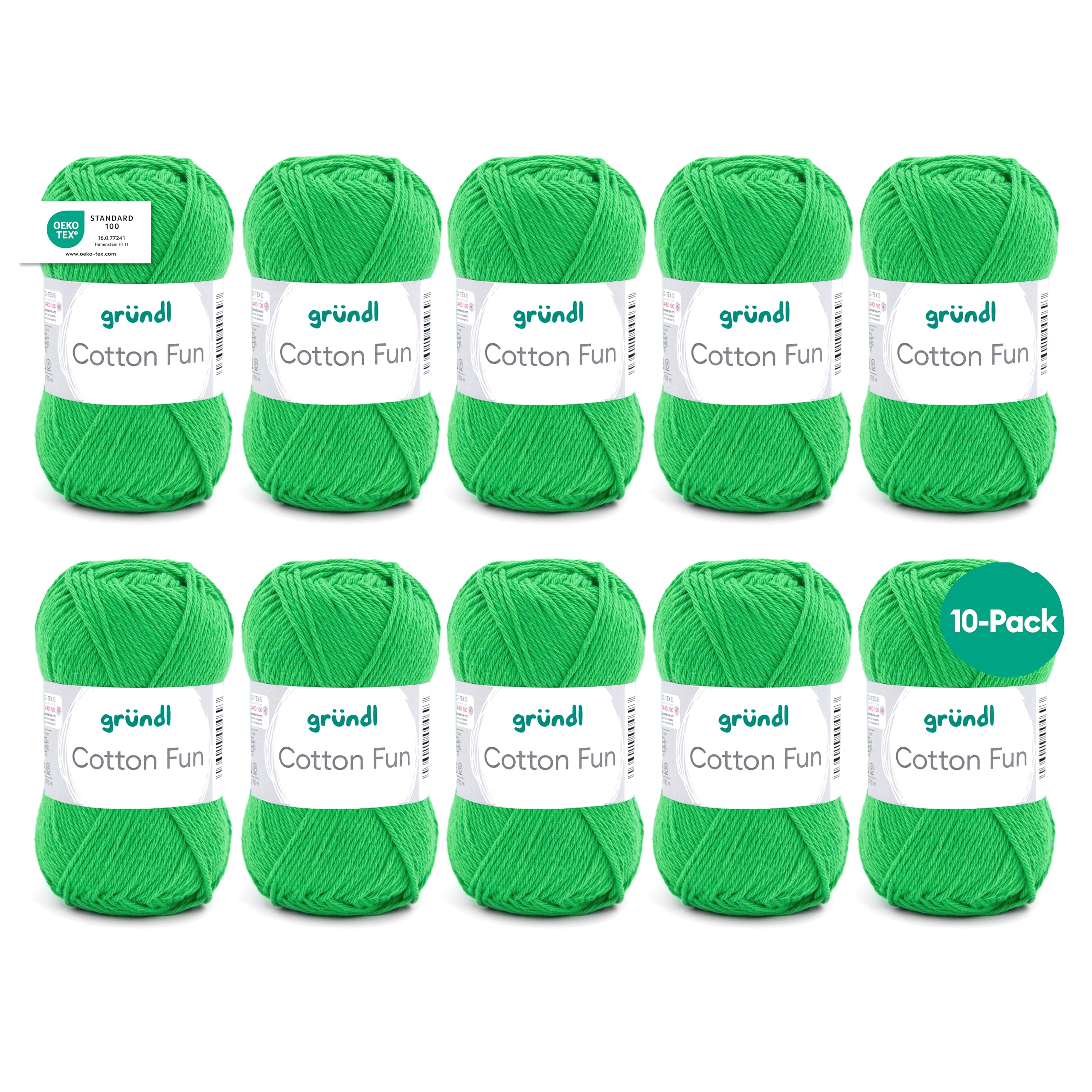 Gründl Cotton Fun Wool Cotton, Frog Green, 27.00 x 11.00 x 07.00 cm
