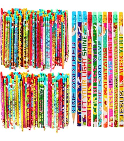 100 Bible Verses Pencils - 8 Styles, Inspirational Scriptures, Great For Church & School