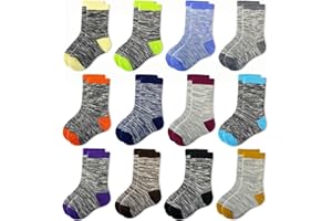 JAMEGIO Boys Socks 12 Pairs Crew Socks for Toddler Kids Boys Athletic Cotton Socks