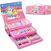 Paw Patrol Colored Pencils Art Supplies Kids Set Coloring Stationery Girls Boys Drawing Pencils Supplies Travel Case with Crayons Arts and Crafts for Kids 4-12 (Pink)