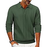 COOFANDY Mens Knit Polo Long Sleeve Polos Sweater Causal Collared Golf Sweaters Fashion Business Dress Pullover