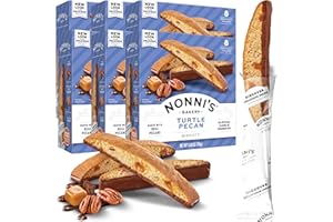 Nonni's Turtle Pecan Biscotti Italian Cookies - Caramel Pecan Cookies Dipped in Milk Chocolate - Pecan Biscotti Individually Wrapped Cookies - All Natural Ingredients - Kosher - 6.88 oz (6 Boxes)