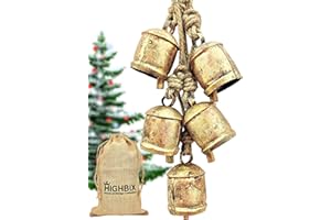 HIGHBIX 10cm Large Rustic Vintage Lucky Round Cow Bells On Rope Wall Hanging Décor (5)