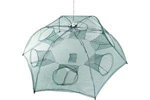 Moclever Fishing Trap Net, Foldable 6-Sided 6-Hole Bait Trap for Shrimp, Crab, Minnow, Crayfish, Lobster, Automatic Fishing Net with Zipper & Portable Design