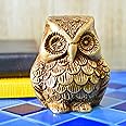 Aakrati Owl Metal Brass showpiece - 3 inch Height in Antique Brown Finish - Unique Gift and Table Decor and Paper Weight