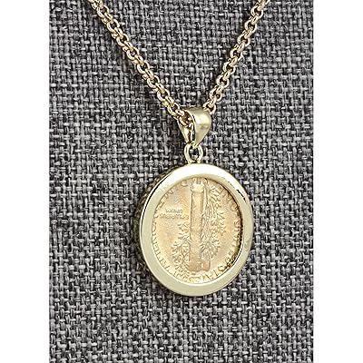 Buy American Coin Treasures Gold Layered Silver Mercury Dime Goldtone Coin Pendant With 18 Chain Necklace Genuine And Elegant Keepsake Jewelry For Women White Luxury Gift Box Included Online In Indonesia B00zwdyma4