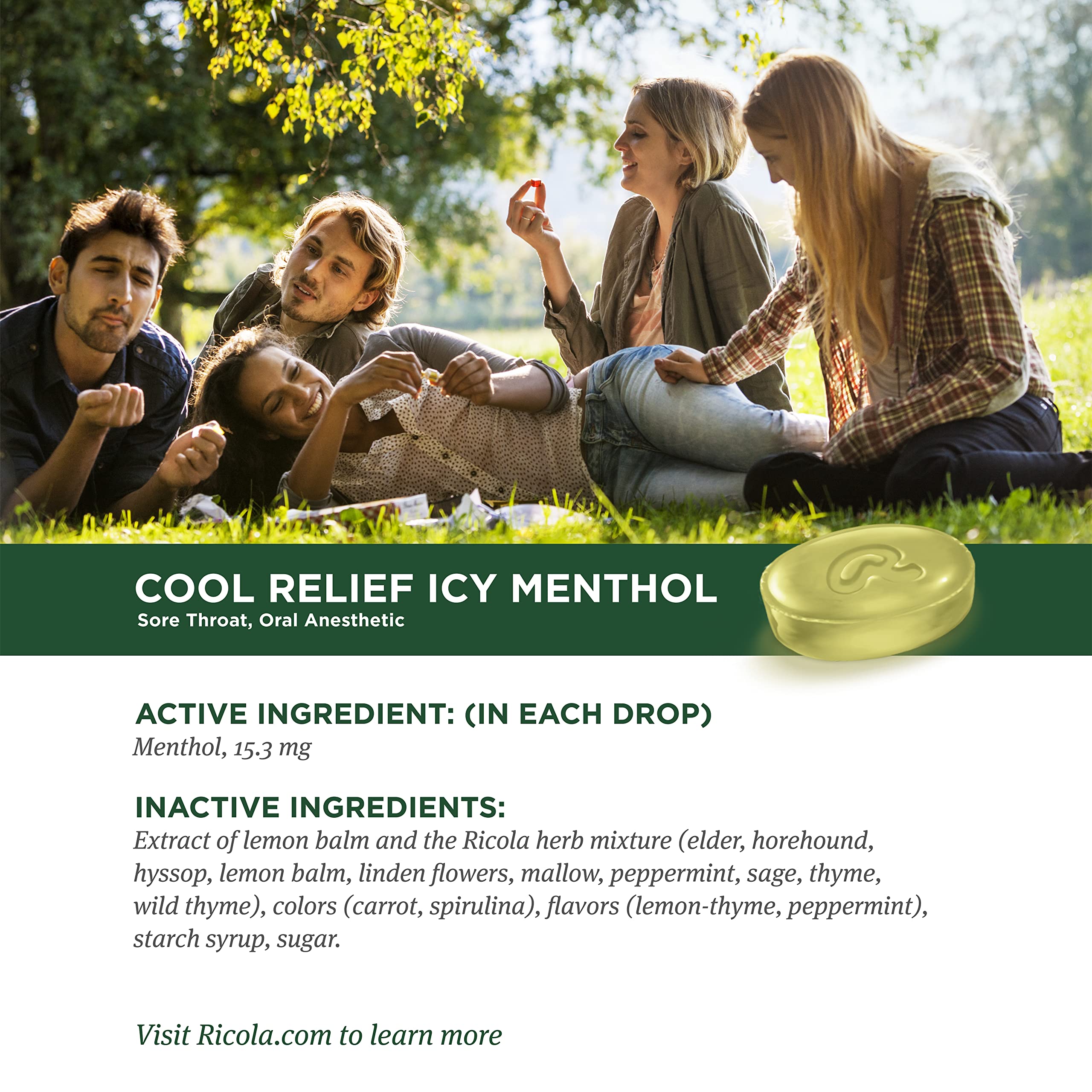 Cool Relief ICY Menthol Herbal Cough Suppressant Throat Drops, 19ct Bag (Pack of 4)