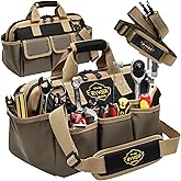 The Ryker Heavy Duty Tool Bags for Men/Women. 14 Inch Small Wide Mouth Mechanic/plumber/Contractor/Electrician Tool Bag Organizer 22Pockets Soft Portable Tools Bags Organizer Toolbag for plumbing