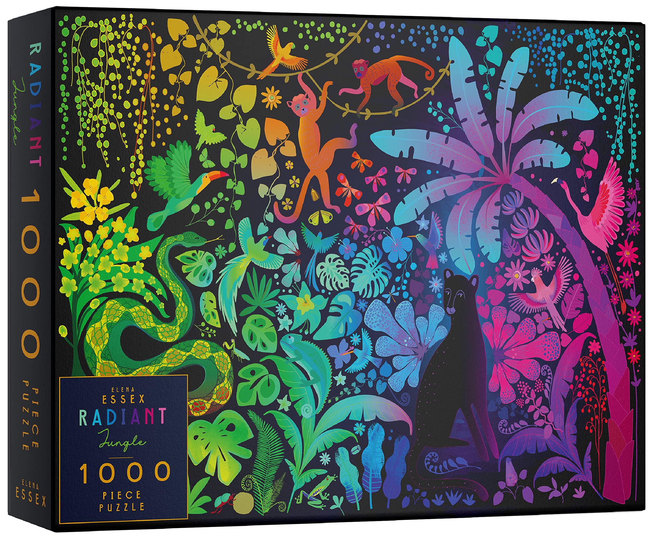 Elena Essex Jigsaw Puzzles for Adults 1000 - Radiant Jungle, 1000 Piece Jigsaw Puzzles for Adults, 1000 Piece Jigsaw Puzzles, Animal Bird Rainbow Colour Gradient Puzzle, Jigsaws Size 70x50cm