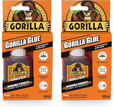 Gorilla Glue 60ml 2 Pack All Purpose Adhesive Bond Stone Metal Wood