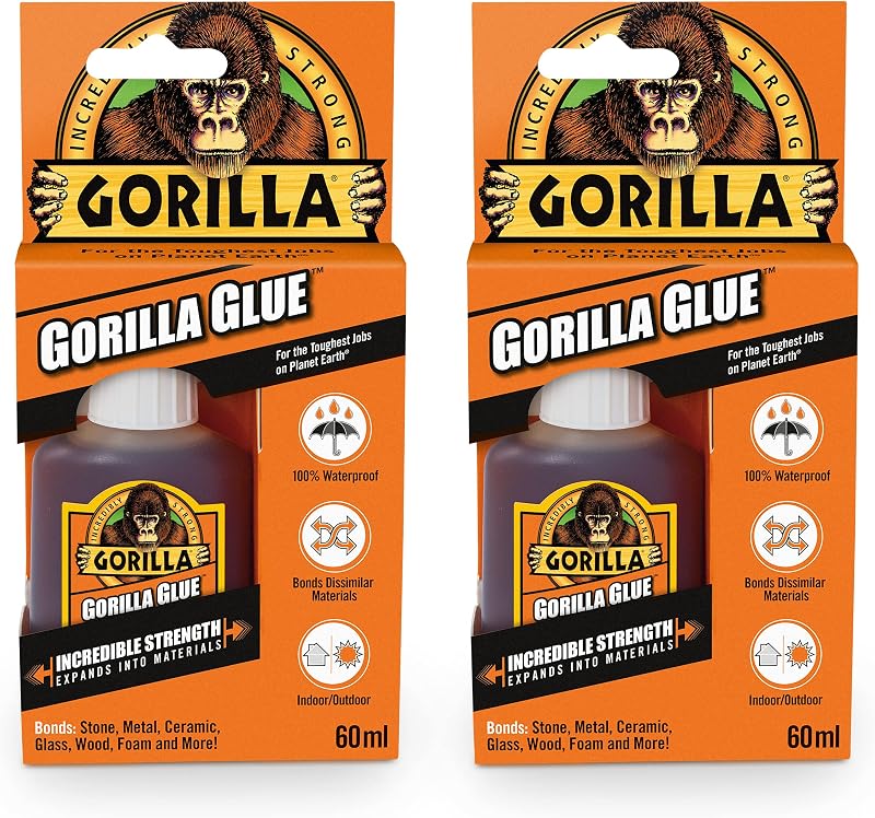 Gorilla Glue 60ml 2 Pack All Purpose Adhesive Bond Stone Metal Wood