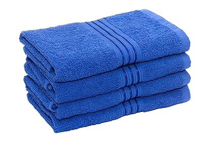 HomeStrap Classic 4 Piece 380 GSM Cotton Hand Towel Set - Blue