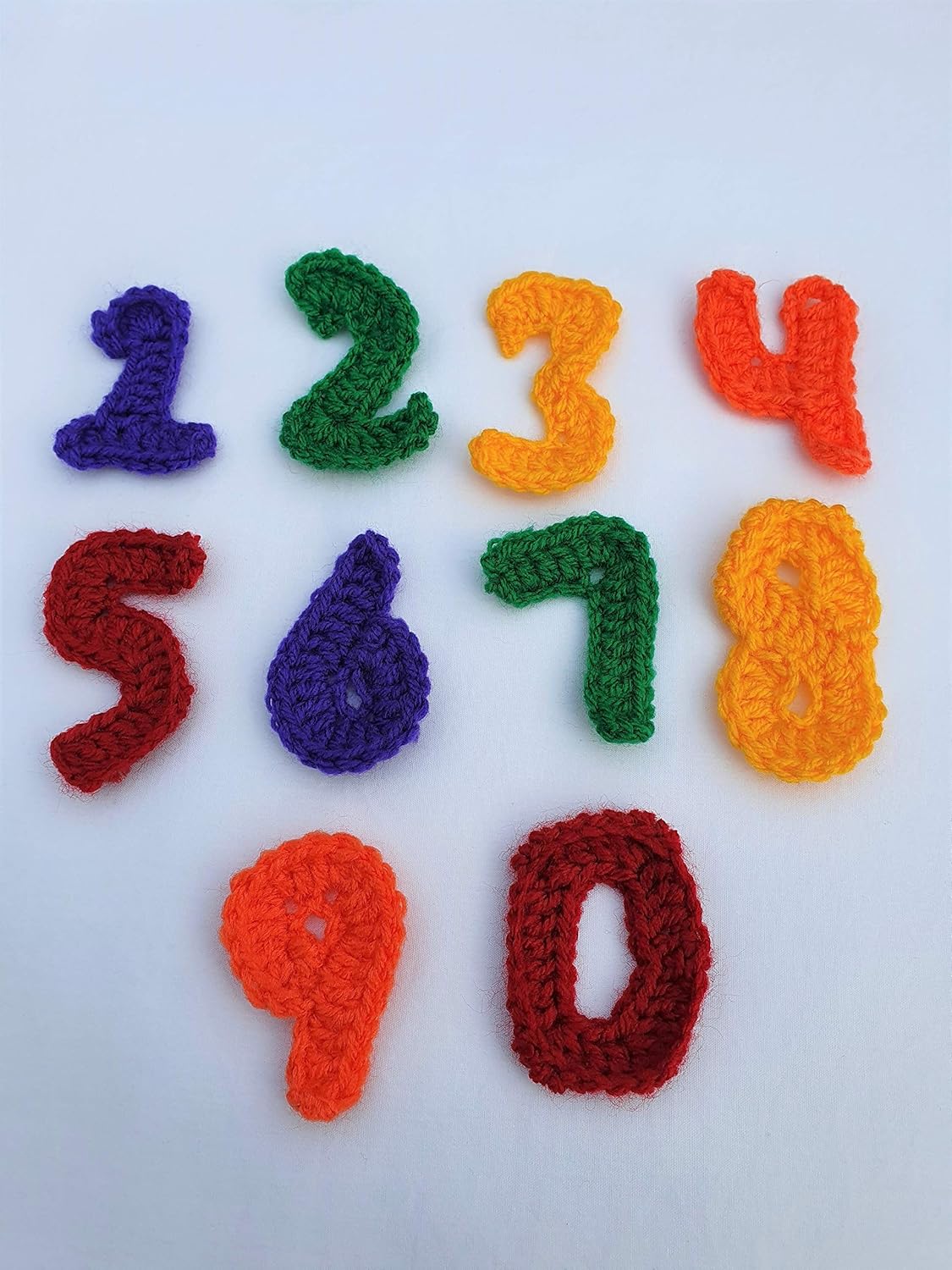 Set of 10 crochet numbers, Number Applique,Crochet Number applique, cardmaking, scrapbooking