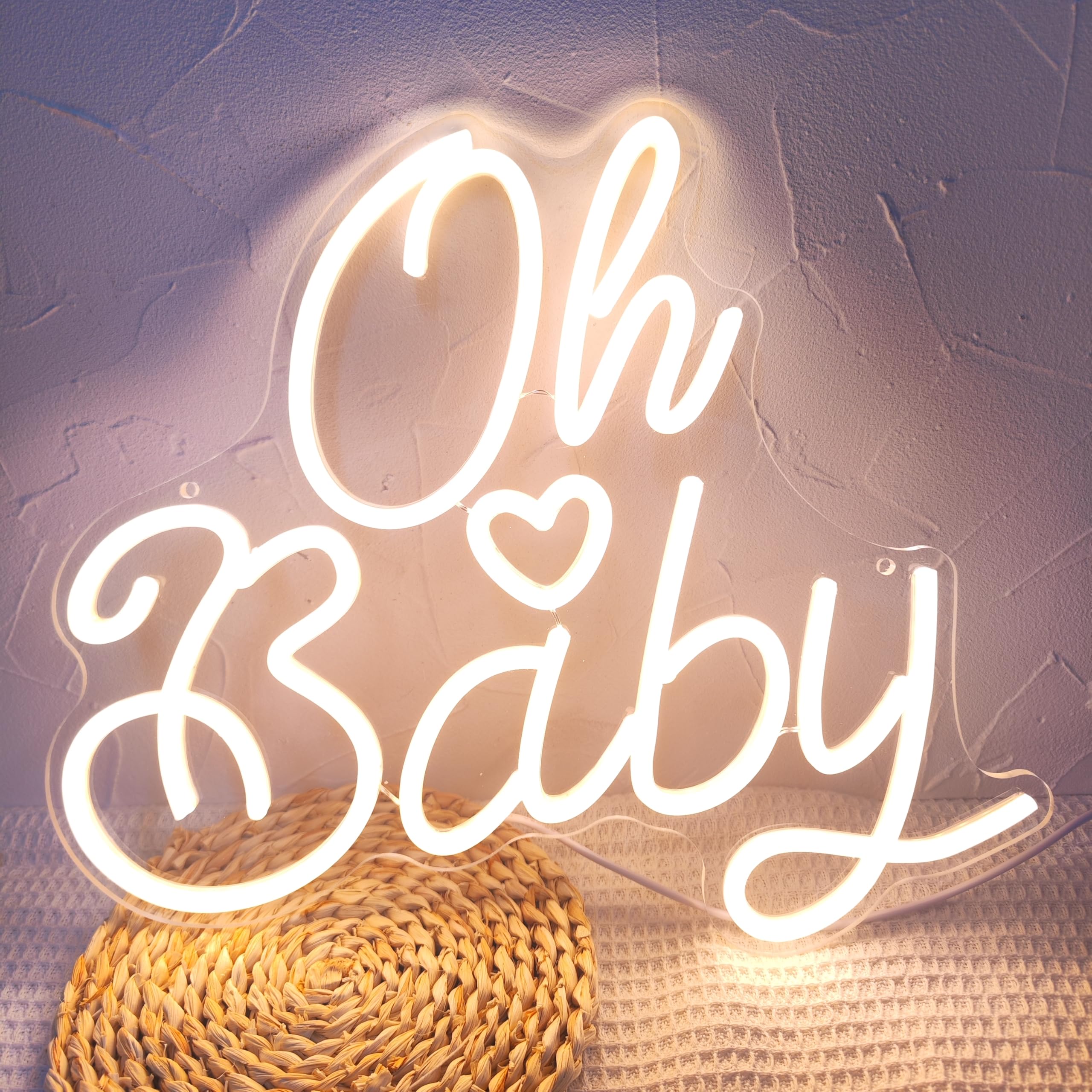 Photo 1 of Oh Baby Neon Sign for Wall Decor, Baby Shower Neon Sign with Dimmer, Warm White Led Light for Bedroom Decor, Wall Decoration USB Powered with Switch, Gift for Mother