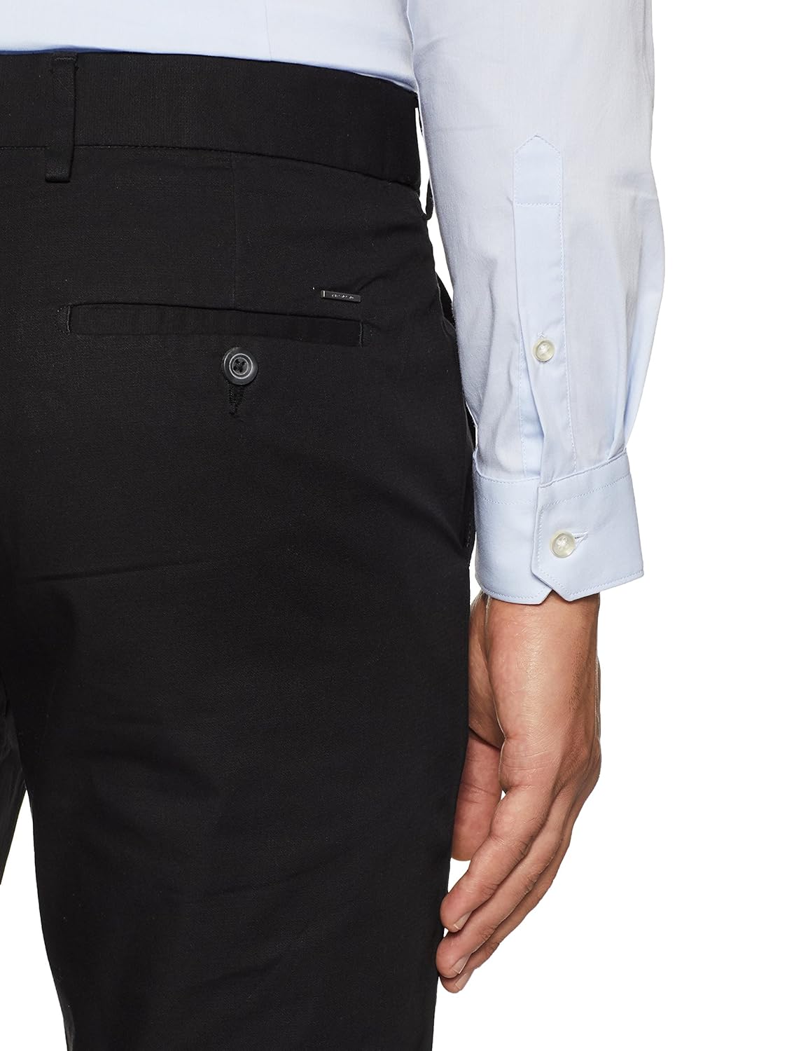 peter england men's slim fit cotton formal trousers