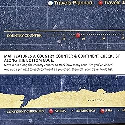 HolyCowCanvas Gold & Navy World Travel Map with