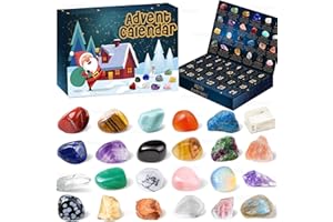 DYMUZIC Crystal Rock Gemstone Advent Calendar 2025, Adult, Kids, Boys, Girls, Teen Girls, Women Healing Crystal Gemstone 24 Kinds of Crystals and Gem Rocks Collection