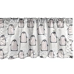 Ambesonne Penguin Window Valance, Doodle Style