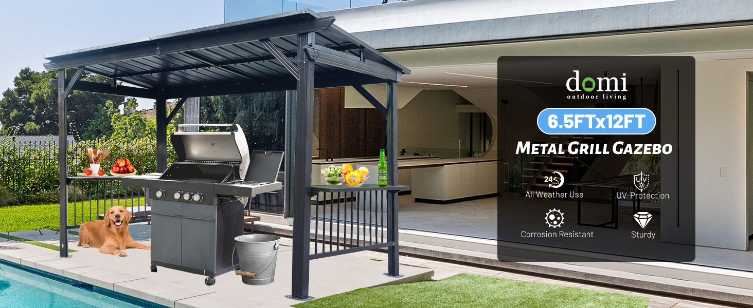 Domi 6.5x12FT Hardtop Grill Gazebo Review: Steel-Roof Shelter with Work Surfaces image 26
