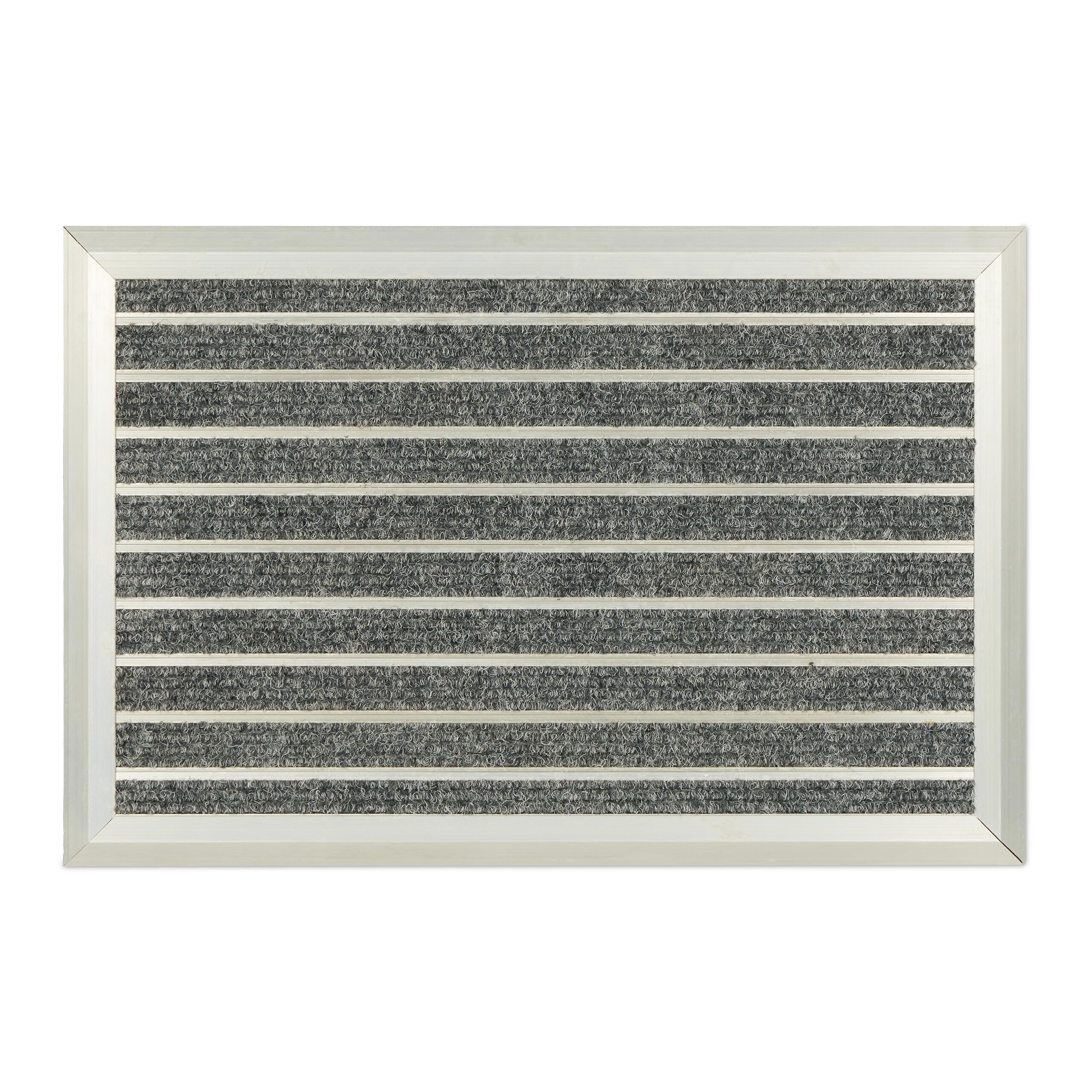 Relaxdays Doormat, Aluminium, 60 x 40 cm, Non-Slip, Indoor & Outdoor Use, Weatherproof Door Mat, Silver/Grey, 1 x 60 x 40 cm