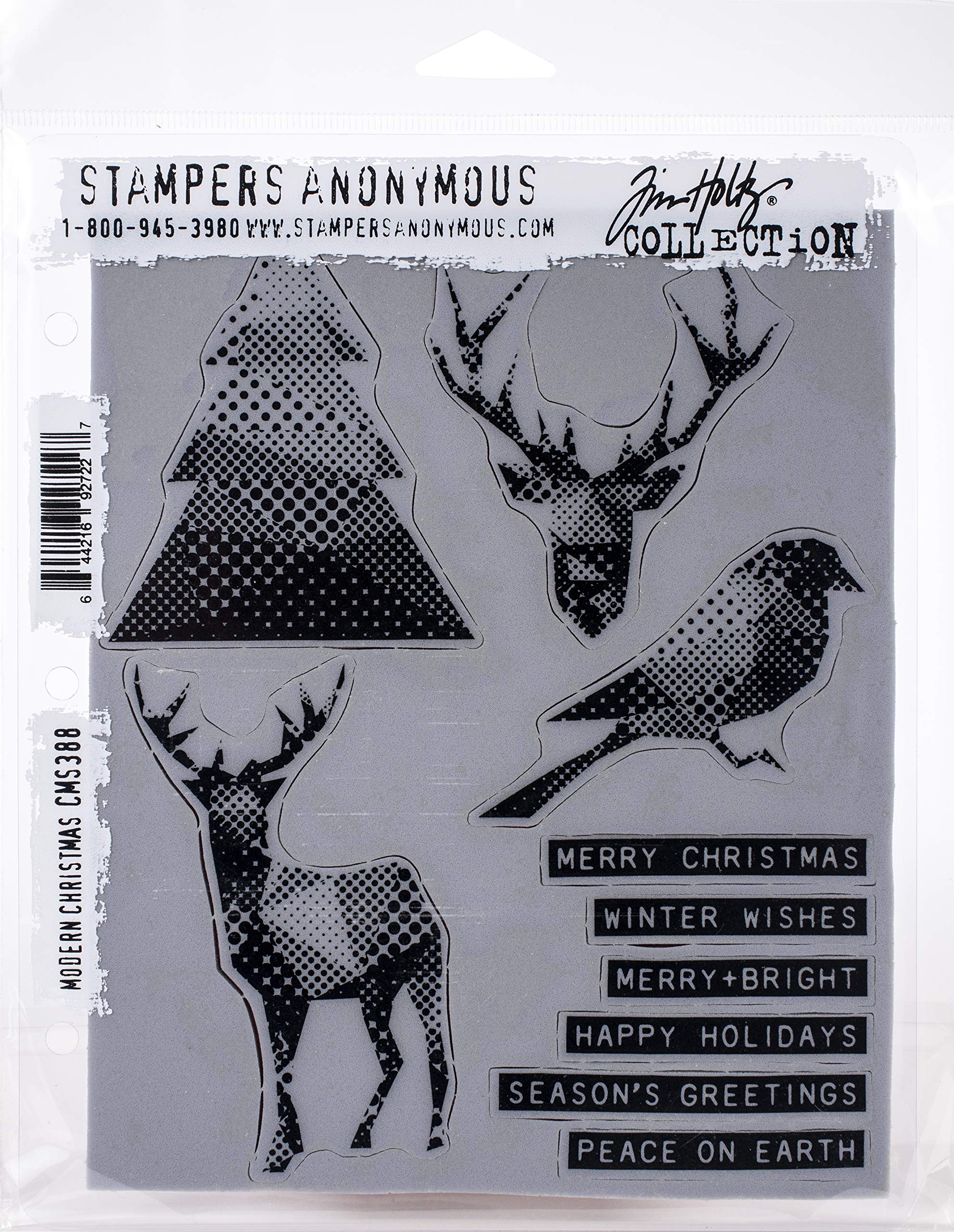 Stampers Anonymous Cling RBBR Stamp Set CMS, Modern Christmas, One Size