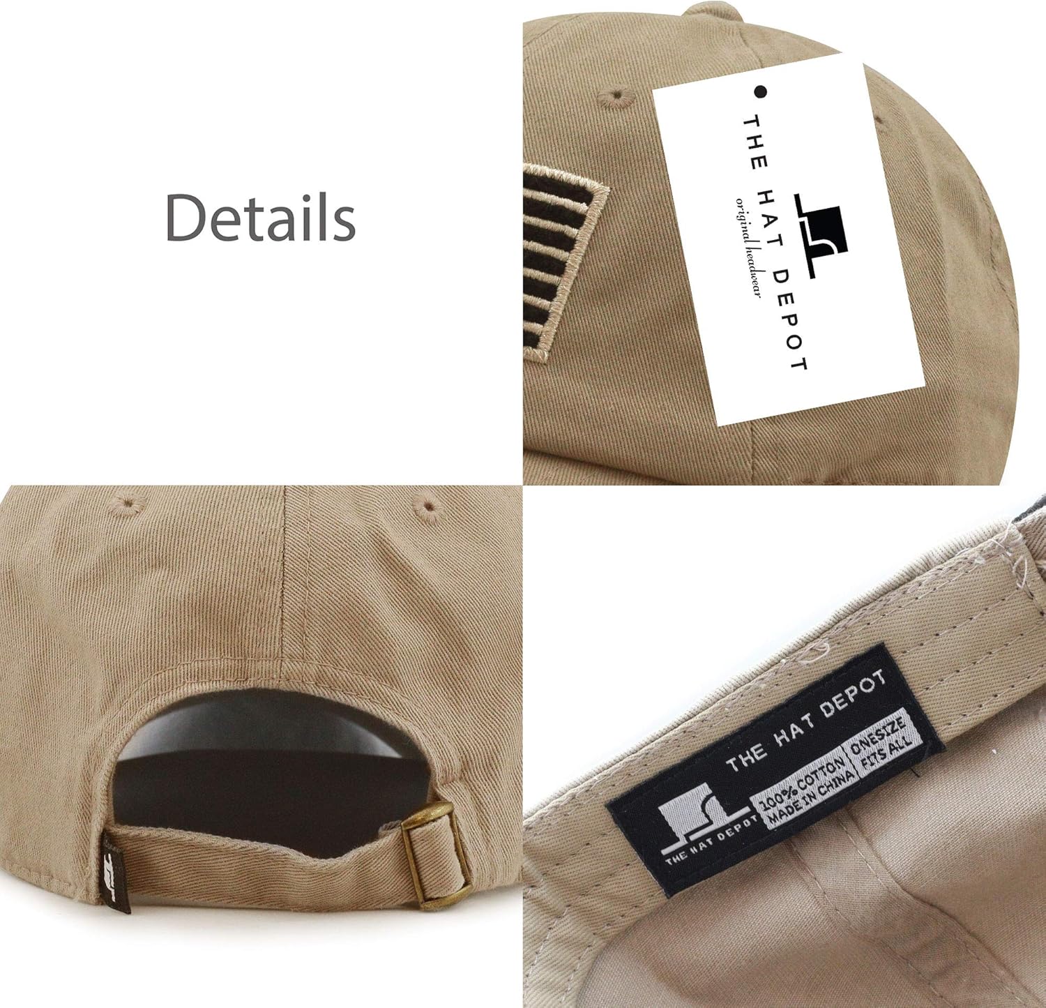 The Hat Depot Tactical Operator USA Flag Low Profile Baseball Army Military Cap (1. Flag - Khaki): Clothing