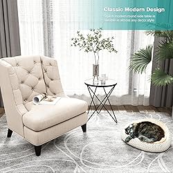 HLR Modern Round Side Table, End Table with Marble