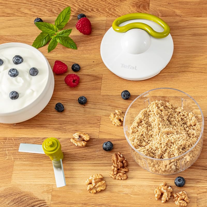 , K13304, tritatutto da 5 secondi, non necessita di corrente, capacità: 500 ml, tritatutto multiuso per verdure, frutta, cipolle, noci, aglio, alimenti per bambini, bianco/verde