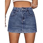 POTILI Denim Skort Women High Waist Mini Jean Skirt for Women Stretch Casual Mini Jean Skort