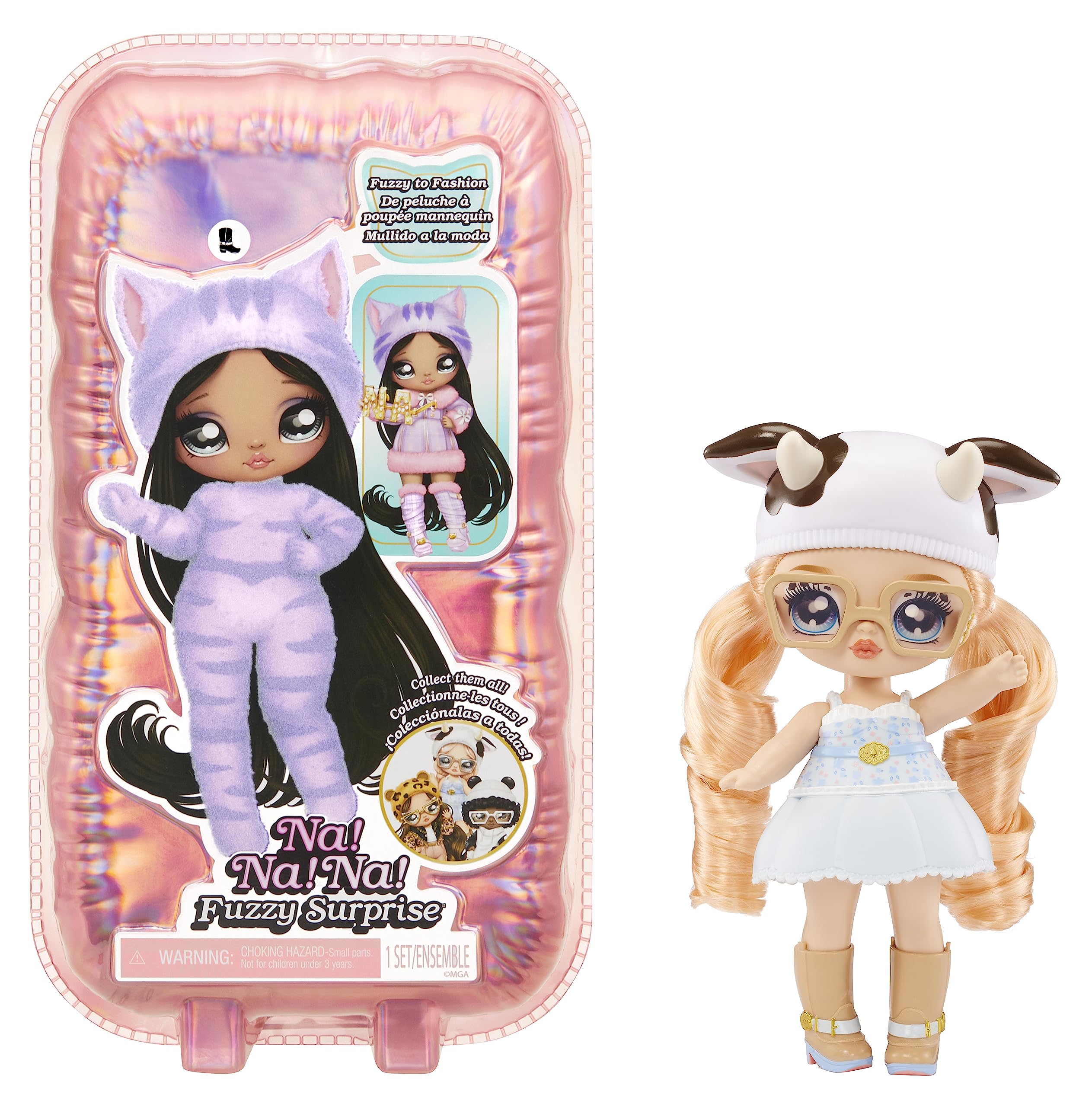 Na! Na! Na! Surprise Fuzzy Surprise Series 1 - CORA Cowgirl - 18 cm Posable Fashion Doll - Cows Inspired with Flocked Body, Hat, Glasses, Outfit and Shoes - Toy for Children from 4+