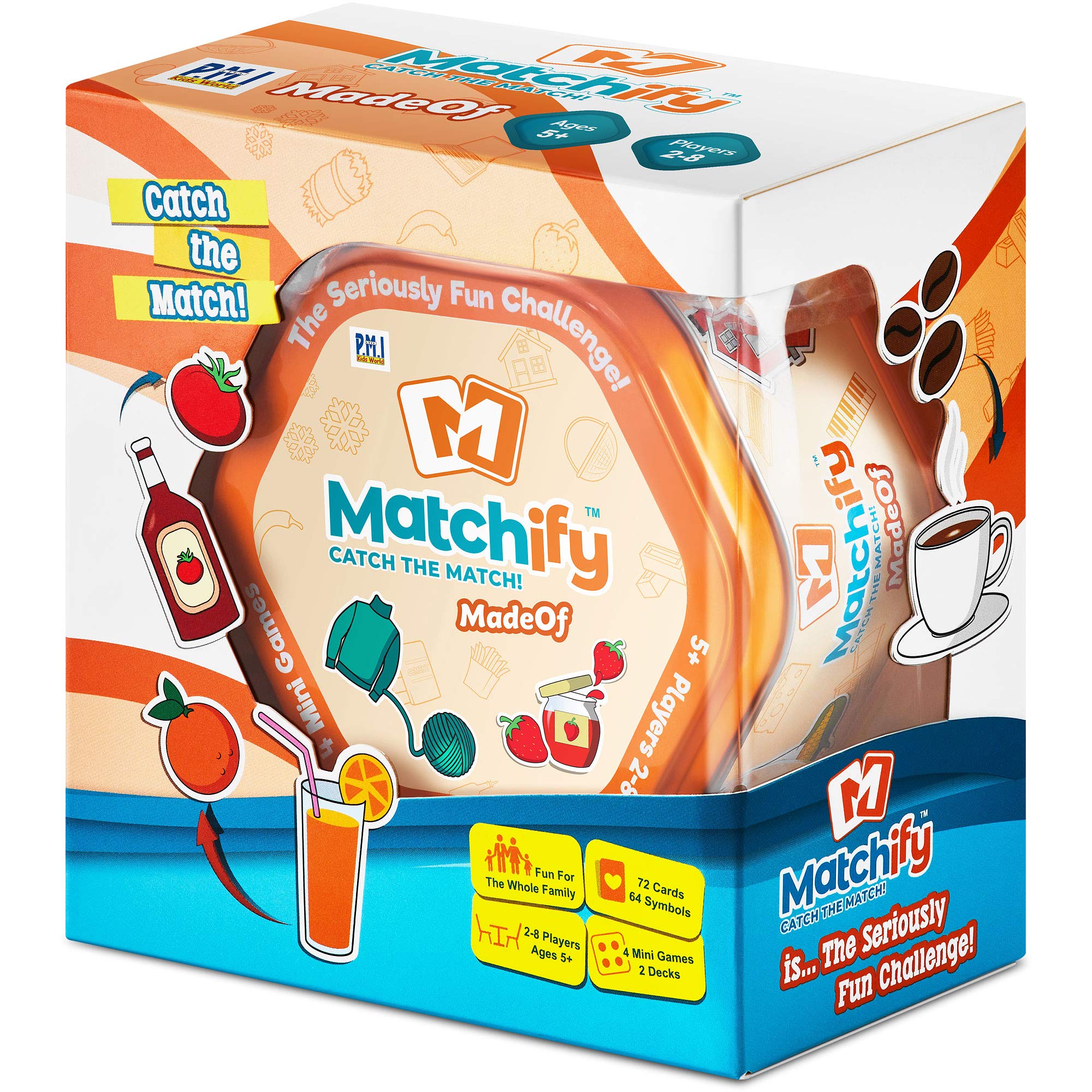 PIKYKWIKY Matchify Card Game: MadeOf, by PMI | Challenging Family Card Games for Kids and Friends, Catch the Match, Spot it, and Shout It out | Great for Travel and Party