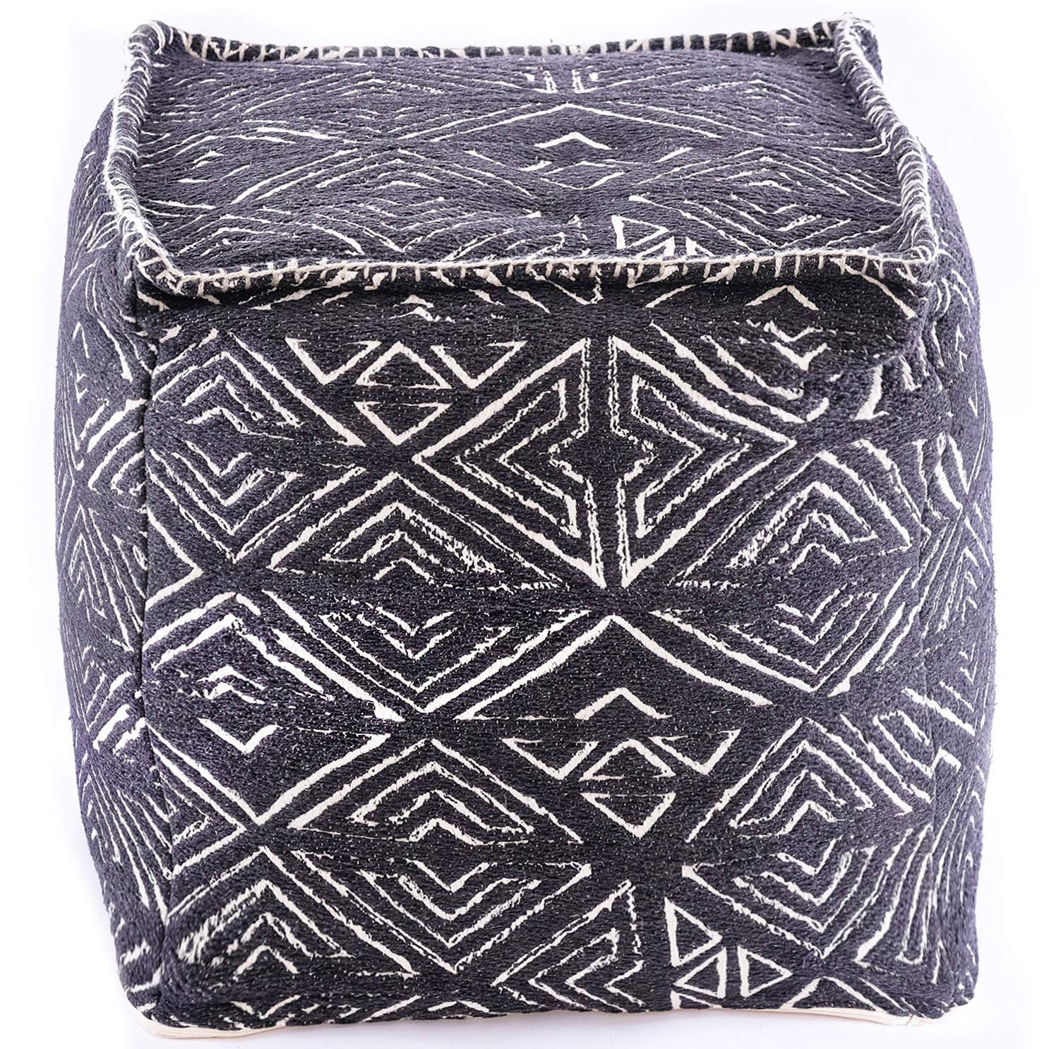 Mandala Life ART Bohemian Pouf Cube Cover- 50 cm –Luxury, Artisan Room Decor Pouffe - Boho Chic Seating Area Ottoman