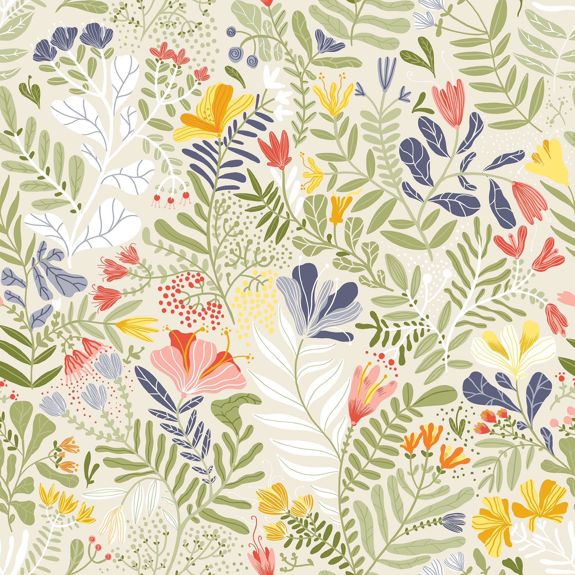 Galerie S55011 Sommarang Wild Flowers Wallpaper, Beige, 10.05m x 53cm