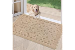 REFETONE Indoor Doormat, Front Back Door Mat 24"x36" Rubber Backing Non Slip Mats, Absorbent Washable Entrance Doormat for Entryway, Resist Dirt Low-Profile Inside Floor Mat for Muddy Shoes, Brown