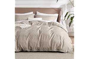 Bedsure Duvet Cover Queen Size - Soft Cationic Dyed Duvet Cover Set for Kids with Zipper Closure, 3 Pieces Bedding Set(Bison, 90"x90")