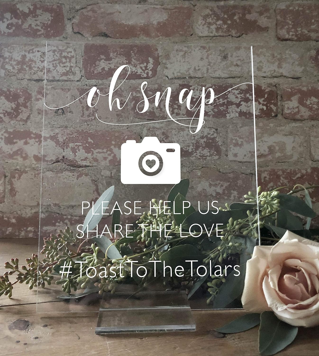 Mixed Media - Acrylic Wedding Hashtag Sign - Oh Snap! Capture Priceless Moments & Share Your Joy on Social Media - Lucite Instagram & Social Network Event Sign | (