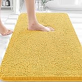 OLANLY Bathroom Rugs 30x20, Extra Soft Absorbent Chenille Bath Rugs, Rubber Backing Quick Dry, Machine Washable Bath Mats for Bathroom Floor, Tub and Shower, Home Decor Accessories, Yellow