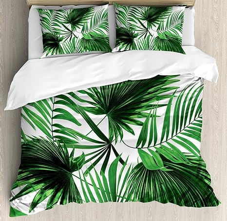pix Palm Leaf Bedding ambesonne palm leaf duvet cover set realistic vivid leaves of palm tree growth ecology botany themed print decorative 3 piece bedding set with 2