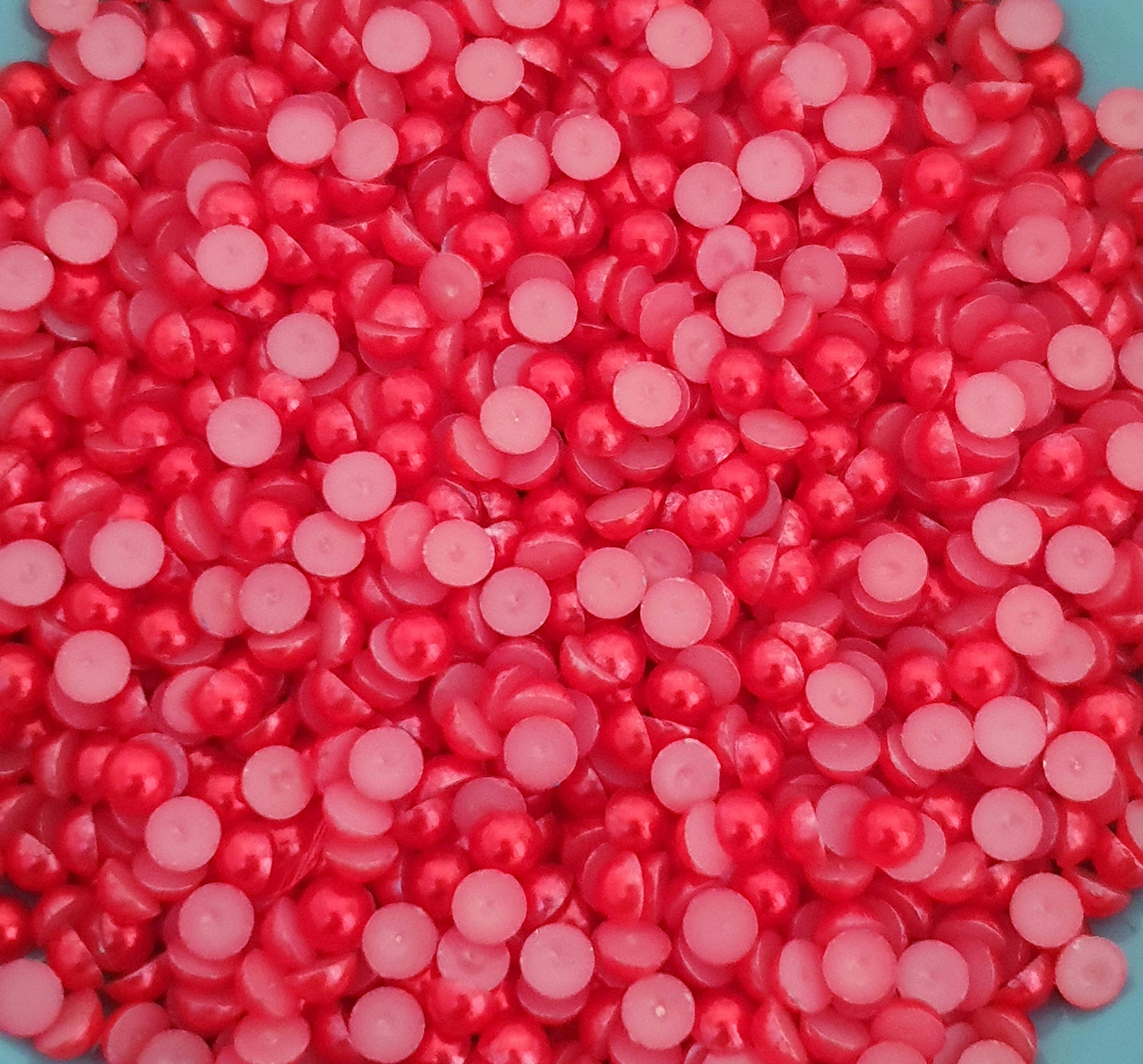 MajorCrafts® 1000pcs 5mm Red Flat Back Half Round Resin Pearls Arts and Crafts Gems C23