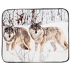 Northwest Winter Wolves Raschel Throw