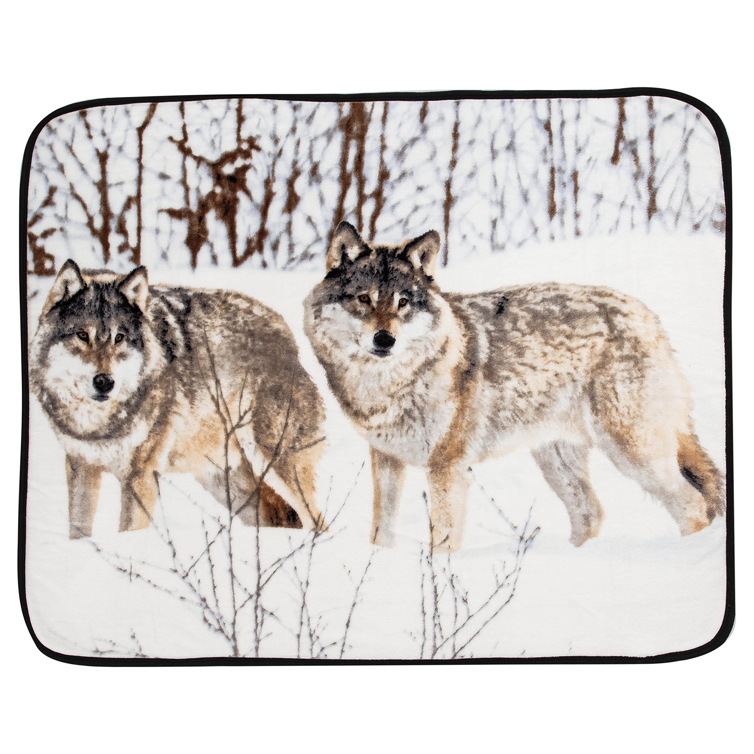 Northwest Winter Wolves Raschel Throw