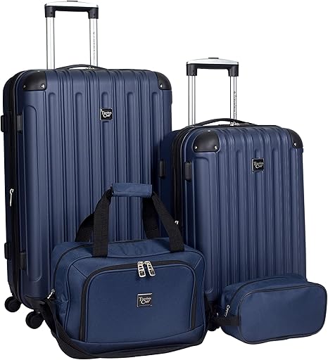 Travelers Club Midtown Hardside 4-Piece Luggage Travel Set, Navy Blue