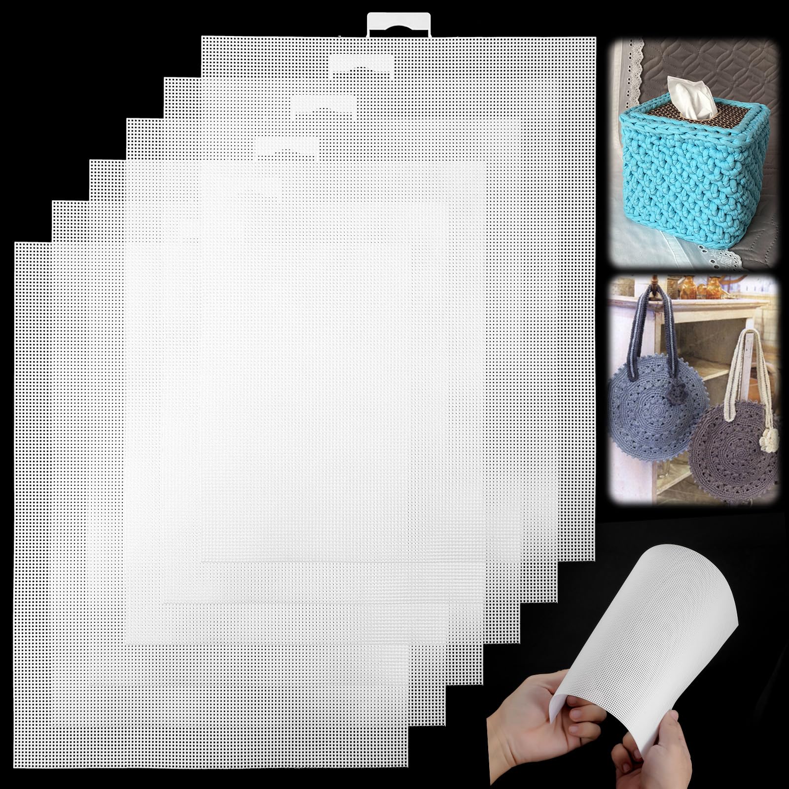 6 PCS Plastic Canvas Sheets, 14 Ct Plastic Mesh Fabric Plastic Cross Stitch Canvas, Eye Mesh for Embroidery, Plastic Mesh Sheet for DIY Handicraft Knit Projects, Cross Stitch Supplies (11x8.26 Inch)