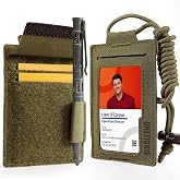 OneTigris RFID Blocking Slim ID Card Badge Holder with Adjustable Lanyard | RFID Shields 13.56MHz, 2-4 Card Slots, Clear ID Window, Pen Loop, 500D Nylon Built, Pocket or Neck Carry,Minimalist Design
