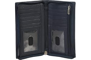 LB LEATHERBOSS Leatherboss Genuine Leather Slim Checkbook Zipper Cover Holder for men women, Black