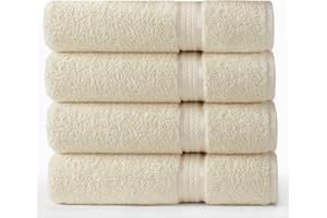 COTTON CRAFT Ultra Soft Bath Towels - 4 Pack XL Bathroom Towel Set - Oversized 30x54 - Absorbent Everyday Luxury Hotel Bathroom Spa Gym Shower Beach Pool Travel Dorm - 100% Cotton - 580 GSM - Ivory