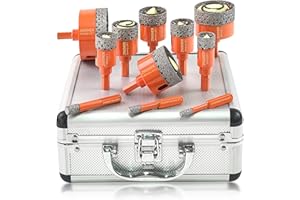 Diamond Hole Saw Kit for Tile, Ceramic, Granite, Marble and More Drilling - ZNXIMER 11pcs Tile Hole Saw Kit (6/8/10/20/25/28/32/35/45/50/65MM)