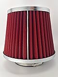 NEW Universal High Performance 3'' Inch Inlet Cone Dry Flow Air Filter Oil Free (Red)