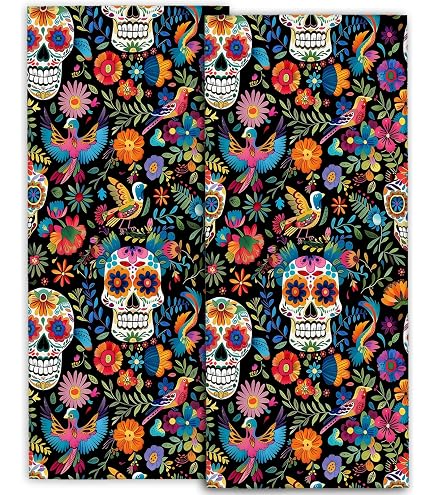 Amazon.com: Day of The Dead Sugar Skull Set of 2 Decorative Towels